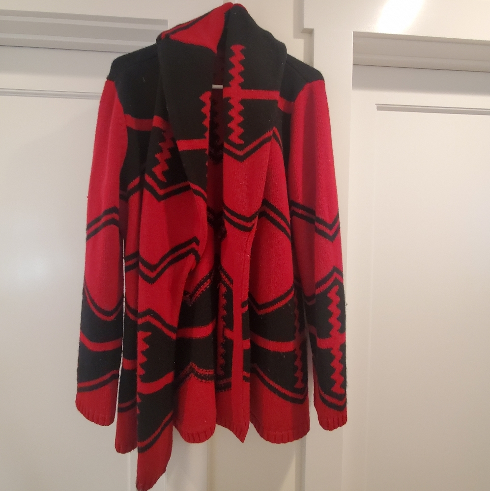 Ralph Lauren L Sweater Southwestern RRL Aztec Intarsia Polo VTG Red Black